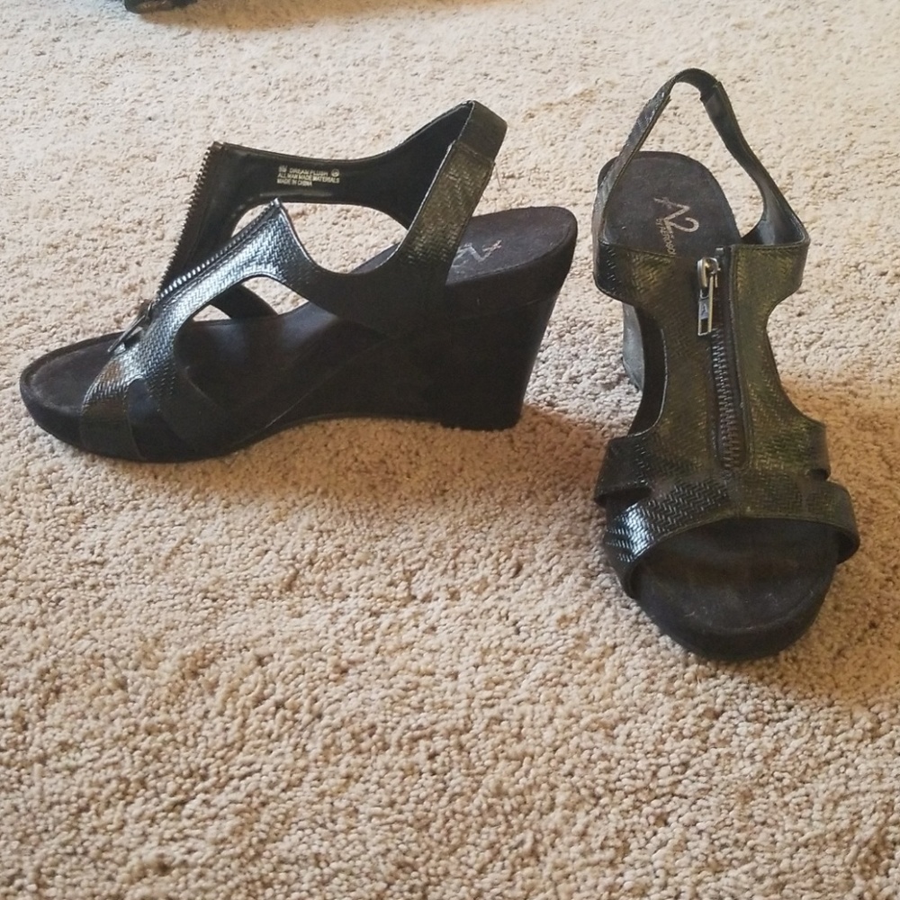 Black zip up wedges